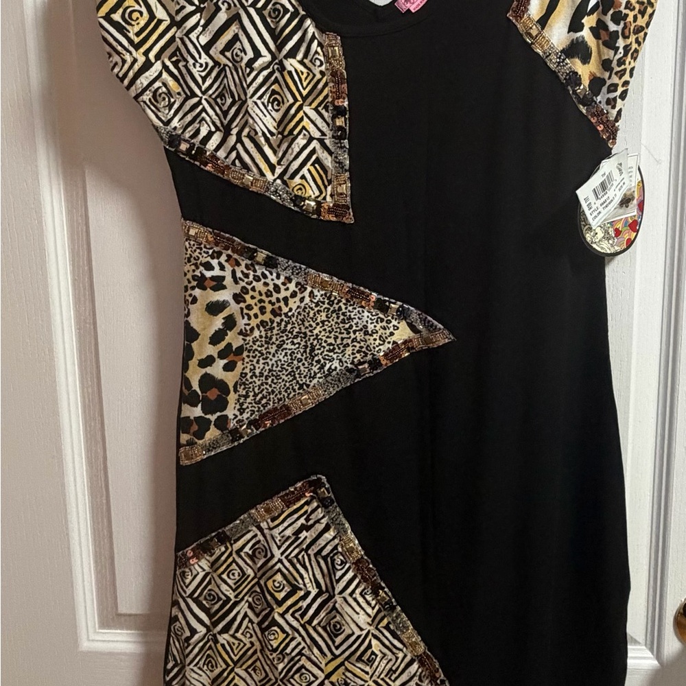 Stylish Black and Animal Print Dress